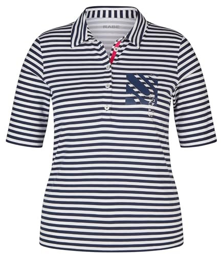 Rabe Damen Poloshirt gestreift Pazifik blau - 42