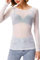 STAR FASHION Sheer Mesh Top Long Sleeve See Through T Shirt Tops for Womens Ladies Stretchy Round Neck Tee T-Shirts White-SM