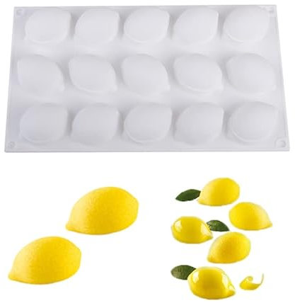 Goldyida 15 LöCher Zitrone Formen Zitrone Desserts Form Zitrone Backwaren Form Zitronen-Silikonform zum Backen 3D Backformen DIY Seifenkerzenform für hausgemachte Seife, Kuchen, Gebäck, Kekse