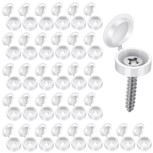 150 PCS Screw Caps Snap Washer Covers Flip Tops Plastic Hinged Screw Covers Caps White Folding Screw Cover Cap