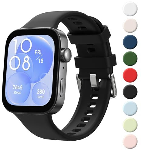 Tobfit Armband für Huawei Watch Fit 3 Armband Damen Herren,Silikon Ersatzarmbänder Uhrenarmband für Huawei Watch Fit 3(Schwarz)