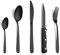 Pleafind Cubiertos, 30 piezas juego de cubiertos para 6 personas, cuberteria acero inoxidable, cuberteria negro que incluyen cuchara, cuchillo, tenedor,cuchillo de carne, apto para lavavajillas