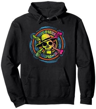 Chapeau de paille One Piece Anime Pirates Color Logo Kanji Sweat à Capuche