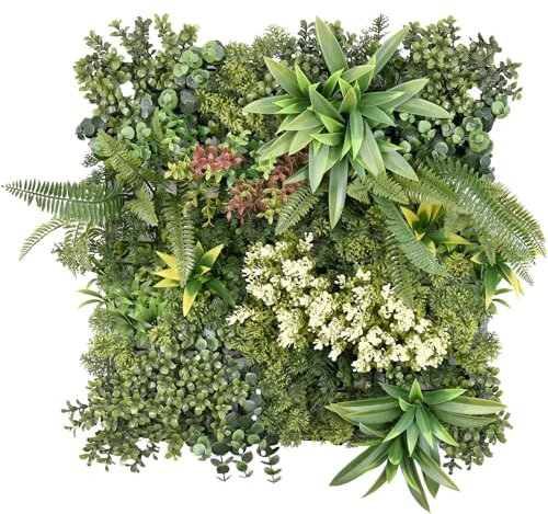 KARAT Pflanzenwand - Kunstpflanzen zur Wandmontage - 50 x 50 cm - Wandgarten - Künstliche Pflanzen Deko für Wand, Balkon & Garten (Rhea Typ B)