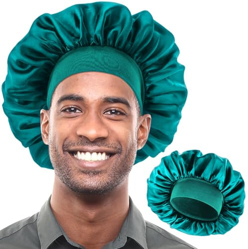 COMNICO Schlafmütze Satin Bonnet für Herren, Nacht Schlaf Mütze Verstellbare Schlafmütze