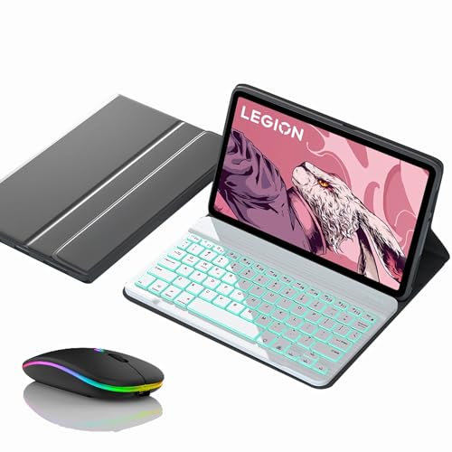 JZCZMCE Keyboard Case for Lenovo Tab P11 (2nd Gen)/Plus 11.5 2023, Magnetic Detachable Wireless Backlight Keyboard with Bluetooth Mouse,White