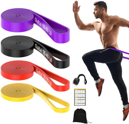 GlaRid Fitnessbänder Widerstandsbänder, Resistance Bands Widerstandsband Set mit Türanker Griffen, 4 Fitnessband für Stretching, Yoga, Training