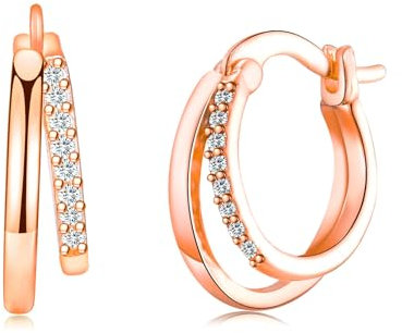 Creolen Kleine Ohrringe, Huggie Creolen Leicht Rosegold Ohrringe für Damen Mädchen Herren