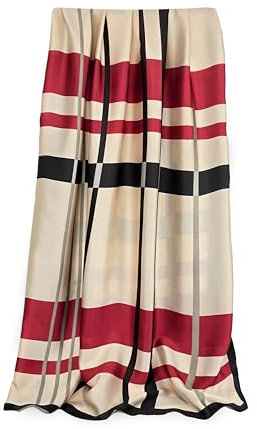 GLORIS Damen schal fein seidig groß 180 x 90 cm kariertes Rot Schwarz Beige. Halstuch Tuch für Frauen. Kopftuch Halstuch Schal. Seidenschal Elegante