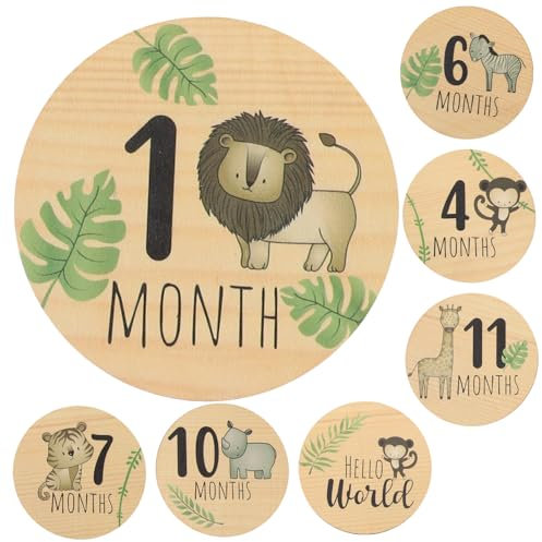CIMAXIC 7pcs Mensuales Carteles De Madera Nombre Anuncio De Nacimiento Para Baby Shower