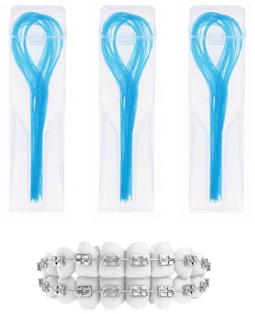 150 unidades de hilo dental para puentes, hilo dental superfloss, enhebrador de hilo dental, hilo dental, para limpieza profunda de dientes, aparatos ortopédicos, puentes e implantes (azul)