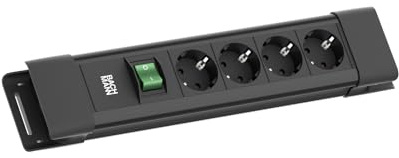 BACHMANN CONNECTUS 4-Fach Steckdosenleiste (Robuste Mehrfachsteckdose mit Schalter und 2m Kabel) Schwarz