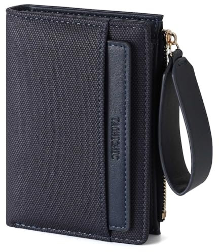 RRANCharltu Portefeuille Femme en Cuir Souple, Porte Monnaie Femme Petit Portefeuilles et Porte-Cartes avec Bracelet à Fermeture éclair et Poche à Monnaie, Bleu