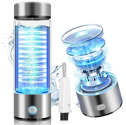 6.0 Upgraded Hydrogen Water Bottle【3000+ PPB Viscosity】Hydrogen Water Bottle【0 Chlorine & 0 Ozone & 0 Heavy Metals】Hydrogen Water Bottle Generator,Portable Hydro Water Bottle(Silver)