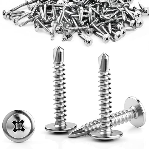 Sturiz Selbstschneidende Schrauben aus Metall, M4,2 x 16 mm, 410 Edelstahl, modifizierter Halsspannkopf, selbstschneidende Tek-Schraube für Blech, Stahl, Aluminium, Holz, Kunststoffe, 250 Stück