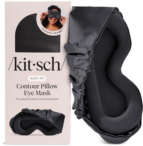 Kitsch Contour Satin Sleep Mask | Eye Masks for Sleep - Charcoal | Softer Than Silk Sleep Mask, Blindfold Sleep Masks for Women & Men, No Eye Pressure, Lightweight Eye Mask, Travel Essentials