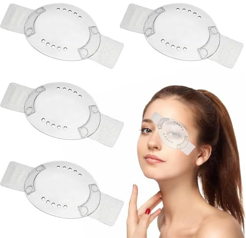 JYNXOR 4 Pcs Boucliers de Protection pour les Yeux, Cache Oeil Médical Adulte, Respirant et Ventilé, Coque pour Oeil, Récupération Chirurgicale de Cataracte avec Ruban Fixe (Transparent)