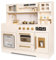 Leomark Cucina per bambini in legno con Piastra con Luce e Suono Lavello Elettrodomestici Utensili dorati ideale per Bambini regalo Educativo e Creativo Dimensioni: ‎29 x 91 x 90 cm