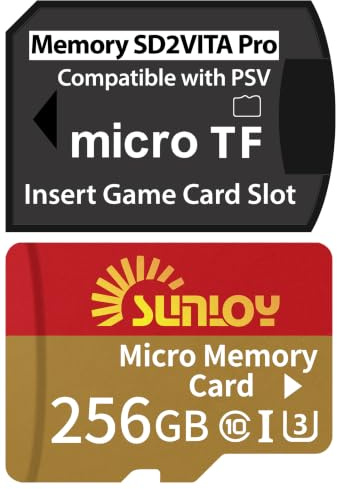 SD2Vita - Adattatore per scheda di memoria PS Vita 6.0 con scheda Micro SD da 256 GB, scheda di memoria flash fino a 140 MB/s microSDXC UHS-I con adattatore per schede SD PSV 1000/2000 PSTV FW 3.60