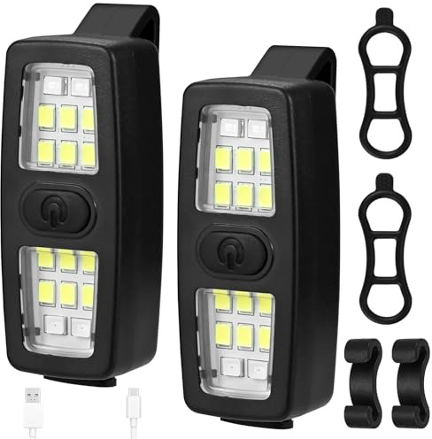 TW1TGOFT Clip On Flashlight 2Pack - Hands Free Running Lights for Runners, Body Chest Wrist Torch with 7 Modes, Rechargeable Safe Light for Running Night Dog Walking Camping Hiking