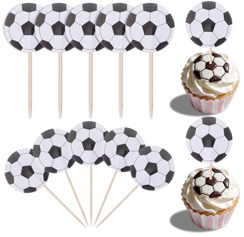 Nogeqi 48PCS Football Cupcake Toppers, Football Cake Toppers Decorations Sports Cupcake Picks for Sports Theme Birthday Party Decorations Game Day Party Supplies