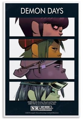 Generisch Gor-illaz Album Poster Demon Days 2005 Für Zimmer, Ästhetische Leinwand-Wandkunst, Schlafzimmer-Dekor Poster 12x18inch(30x45cm)