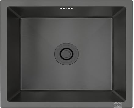 ANW HOME Spülbecken Küche 1 Becken 47x45 cm, Schwarz