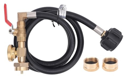 Ausla Tuyau Adaptateur de Remplissage de Gaz 4 Pieds, QCC1 vers Bouteille de 1-20 LB avec Filetages en Laiton et Tuyau en Caoutchouc, pour Barbecue de Camping et Chauffage