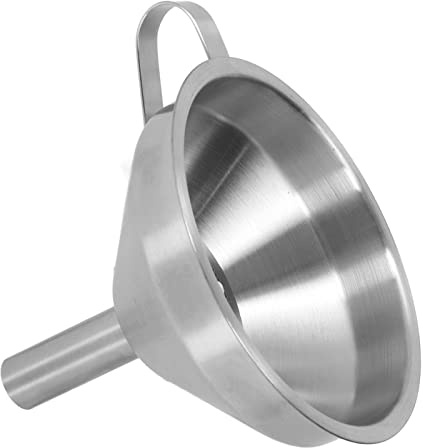 BAFOVY Imbuto in Acciaio Inossidabile con Manico Ispessito con Filtro e Spazzola Imbuto Industriale per Cucina Cucina Riciclaggio della Resina Superficie Liscia Senza Sbavature per Casa e Officina