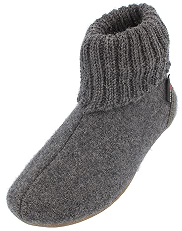 HAFLINGER Everest Karlo Hüttenschuhe mit TPR-Gummisohle und Kragen