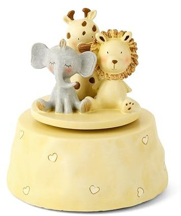 Safari Tier Spieluhr für Babyshower Taufe für Jungen und Mädchen - Baby Geschenk