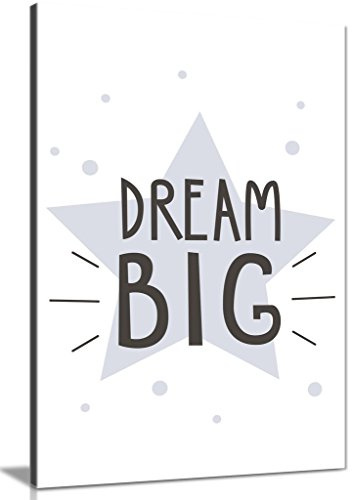 Panther Print, Canvas Wall Art for Baby Room, Framed Pictures for Kids Bedroom, Ready to Hang Nursery Decor, Pastel Star Dream Big, Art Prints for Special Occasions (18x12 Inch)