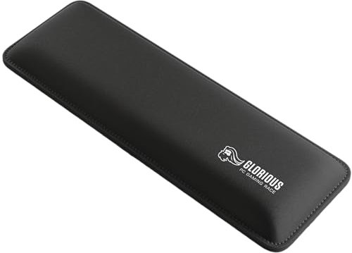 Glorious Gaming Padded Keyboard Wrist Rest (Kompakt, 25 mm stark) - gesteppte Ränder, glatte Stoffoberfläche, rutschfeste Gummibasis, mittlere Festigkeit, 300 x 100 x 25 mm - Schwarz