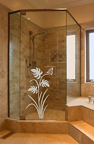 rs-interhandel Aufkleber Sichtschutz Floral Dusche GD112 Duschwand Glasdekorfolie wasserfest Sandstrahloptik Duschkabine Glasdekofolie