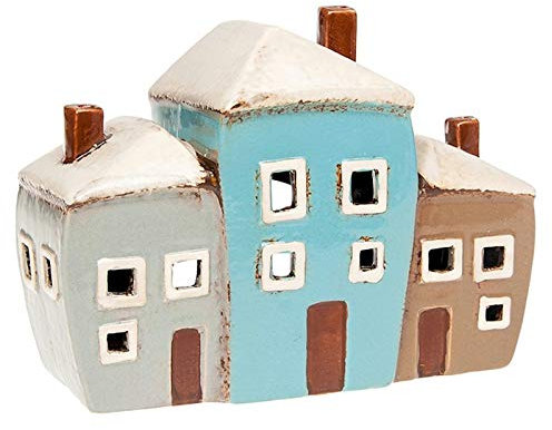 Village Pottery Kleiner Teelichthalter für drei Häuser.