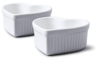 WM Bartleet & Sons 1750 TSET36 Set of 2 Traditional Porcelain Heart Ramekins 9x9x4cm– White