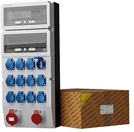Baustromverteiler Stromverteiler eXT-S/FI mit 12x230V 32A 16A CEE Steckdosen 3Phasig Stromzähler MID Steckdosenverteiler Wandverteiler Doktorvolt