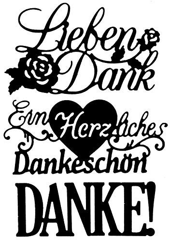 Ideen mit Herz Stanzschablonen | Schriften | Danke 2 | 3 Stück | Passend für gängige Stanzmaschinen