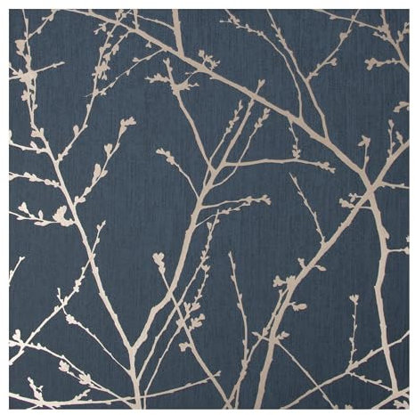 Superfresco Easy Innocence Branch Navy & Copper Metallic Wallpaper- Paste The Wall – Navy & Copper Metallic - Traditional Tree Design