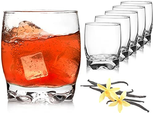 PLATINUX Trinkgläser aus Glas Set 6 Teilig 250ml geformter Boden Wassergläser Saftgläser Whiskeygläser