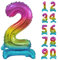 GoDan Beauty&Charm Riesige Luftballons Zahlen 0-9 zum Aufstellen auf dem Tisch 74 cm Folienballon Geburtstagsluftballons Zimmer und Raumdekoration beim Geburtstag Jubiläum (Zahl 2 Regenbogen)