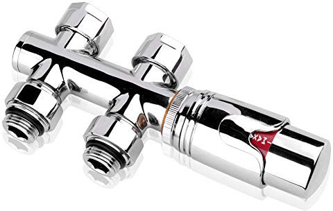 S SIENOC 3/4 bis 1/2 - H-Ventil Chrom Anschlussgarnitur Mittelanschluss/Radiator Valves Thermostat Für Badheizkörper Mit Zweirohr System Heizkörper Mittelanschluß Für 16mm aluverbundrohr