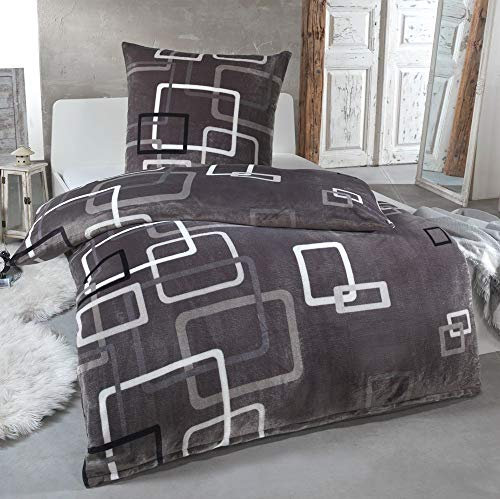 MALIKA® Kuschelige Winter Plüsch Bettwäsche Cashmere-Touch Coral Fleece mit Kissenbezug 80x80 wärmer als Biber oder Flanell, Größe:200x200 + 2X 80x80, Design - Motiv:Design 3