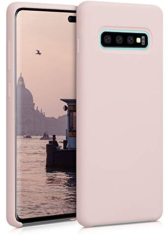 kwmobile Hülle kompatibel mit Samsung Galaxy S10 Plus / S10+ Hülle - Silikon Handy Case - Handyhülle weiche Oberfläche - kabelloses Laden - Altrosa matt