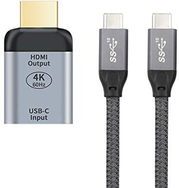 cablecc - Adattatore con cavo USB-C 10 Gbps da 100 W femmina a HDMI HDTV con risoluzione 4K 60 Hz 1080p per tablet, telefono e laptop