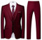 KUDORO Costume Homme 3 pièces Slim Fit Smoking Simple Poitrine à Deux Boutons Men Suits 3 Piece pour Mariage Business Fête Confort Blazer Veste et Pantalon Gilet(Bourgogne,S)