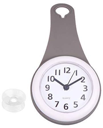 UKCOCO Modeuhr wasserdichte Wanduhr Badezimmer Stumm Wanduhr Saugnäpfe Hängende Uhr (Weiß ohne Batterie)