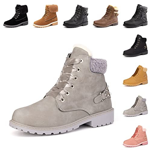 Hitmars Stivali Invernali Donna Stivaletti Neve Caldo Foderato Stivali Tacco Eleganti Antiscivolo Scarpe Da Neve Donna Grigio 36 Eu