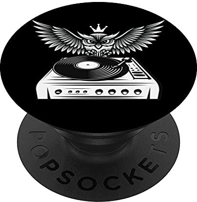 Deejay DJ Plattenspieler Kopfhörer Eule Musik Club Party Techno PopSockets mit austauschbarem PopGrip