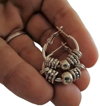 ◦•●◉ஐ✿ KLEINE BALI CREOLEN MIT KLAPPVERSCHLUSS ✿ஐ◉●•◦ kleine, runde Ohrringen mit beweglichen Spacern
